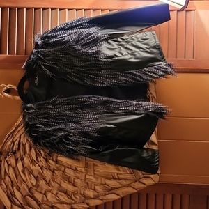 Faux Leather Jacket with Fur Draping
